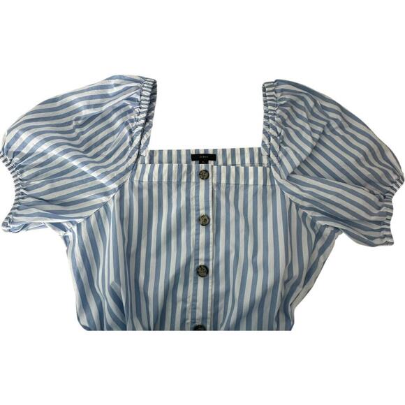 J Crew Harborfront Carol Stripe Button Down Cotton Puff Sleeve MIDI Dress (XL) - Picture 6 of 16